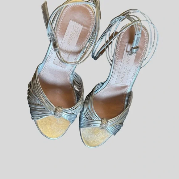 Prina Tornai for Naturalizer Metallic Silver Strappy Heels Women’s 7 - Picture 5 of 5